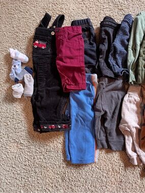 Mixed Baby/Toddler Pants Bundle - Black, Maroon, Blue, Gray